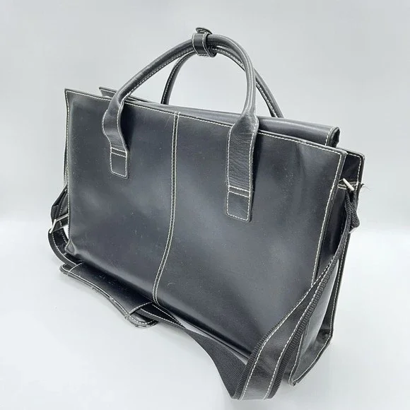 Samsonite Messenger Bag Laptop Case Black Leather Carry On - Picture 3 of 11